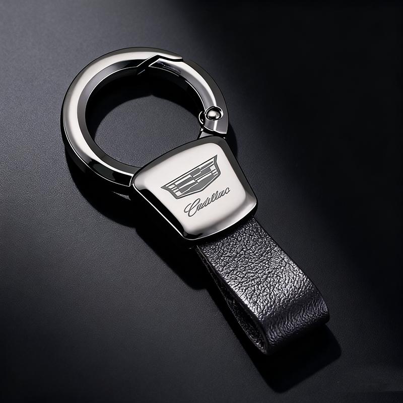 Cadillac Keychain Alloy Metal Key Ring with Logo for ATS CT4 CT5 CTS ESCALADE XT5 XT6 XTS Luxury Automotive Gift(Chrome & Black)
