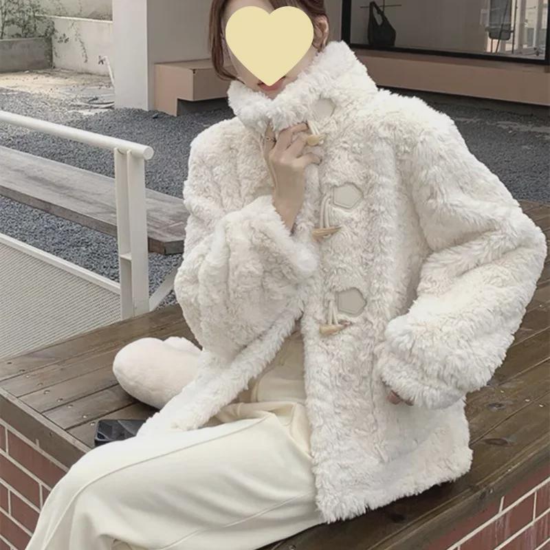 Куртка из корейской овечьей шерсти с роговыми пуговицами 2024 года — оригинальная версия с тремя стандартами