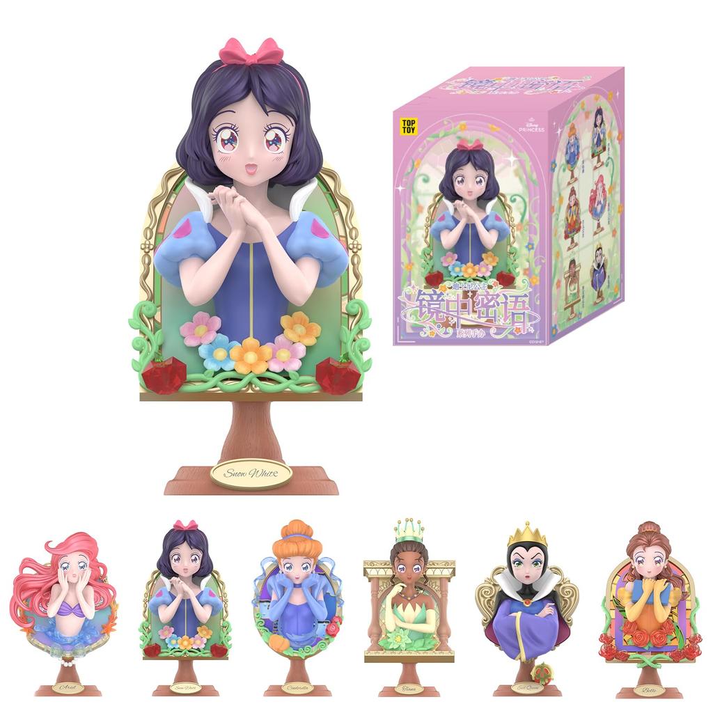 TOP TOY Disney Princess Mirror Series Gachapon Blind Box Figure Soft Vinyl PVC Premium Toy Birthday Gift Cinderella Snow White Ariel Character