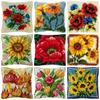 Flower And Plant Series Latch Hook Embroidery Pillow Knotted Stitch Embroidery Kit Hand Hooks Knitted Carpet Latch Hook Rug Kits
