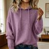 Женский свитер с капюшоном, регулируемым шнурком, с длинными рукавами, вязаный топ, свободного кроя, однотонный, пуловер, трикотаж, на каждый день