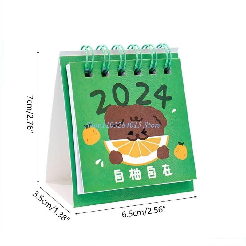 R6FF Desk Calendar Portable Standing Up Monthly Calendar Cartoon Desk Planner