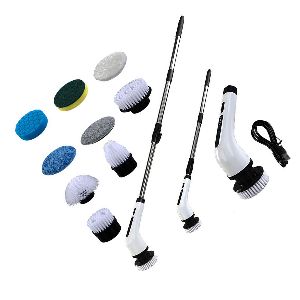 Электрическая вращающаяся щетка для уборки, беспроводная, многофункциональная, с выдвижной ручкой, для ванной, ванны, плитки, душа, мощная уборка с 9 щетками