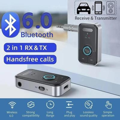 Bluetooth 6.0 Адаптер Беспроводной Аудио Передатчик Приемник для Авто Музыки Наушников Динамика AUX Аудио Адаптер с 3,5 мм Джеком