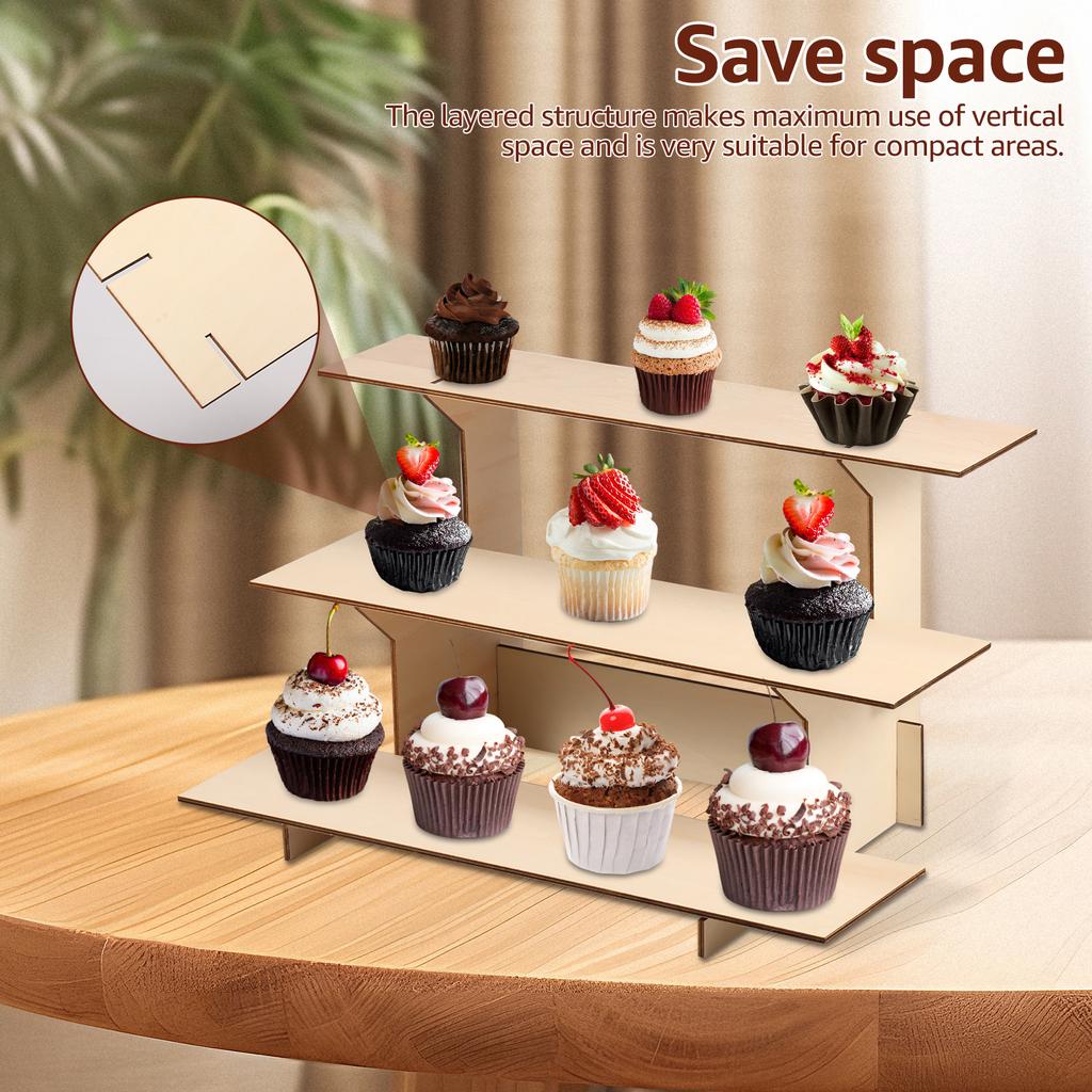 2 шт. 3-уровневый деревянный стенд для кексов, парфюмерии, косметики, ювелирных изделий, полка-органайзер, настольное хранилище