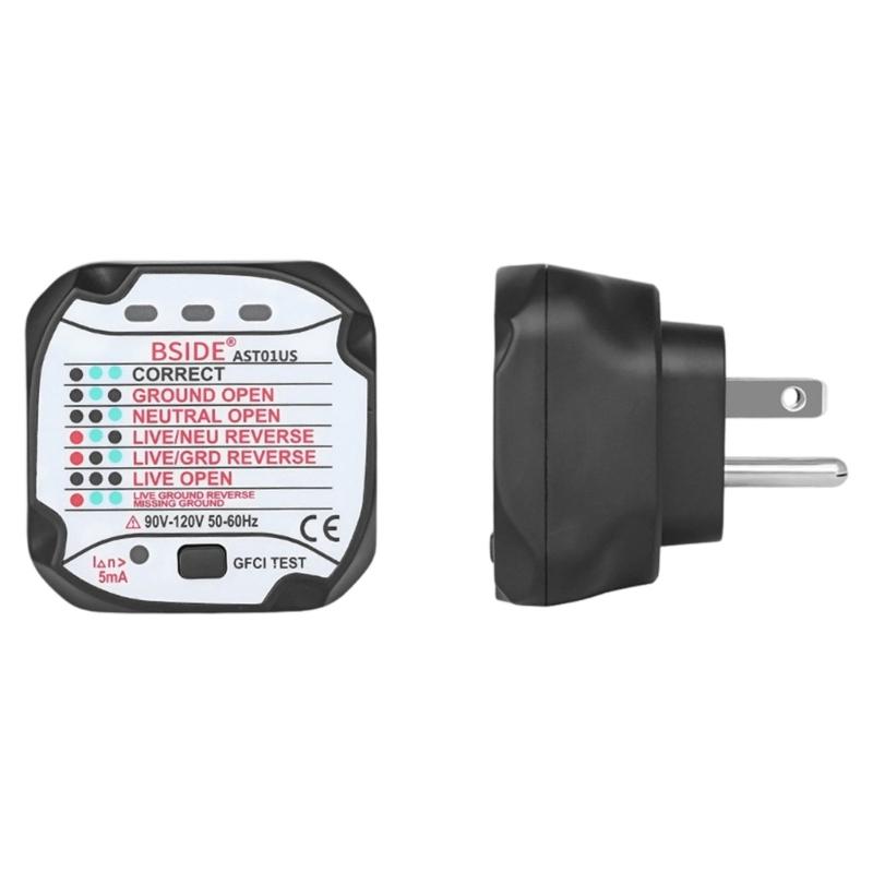 Portability Socket Tester Electrical Outlet Circuit Analyzers Detecting Live Neutral Ground Wire Durability Construction Tool