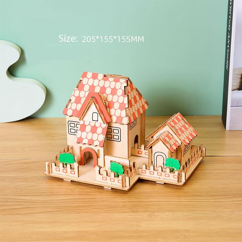 Лазерная резка Сделай сам Дома Виллы Здание 3D Деревянный пазл Игрушка Сборная модель Наборы Украшение стола Для детского подарка