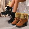 Large Size Flip High-heeled Snow Boots for Women, New Velvet and Thickened Snow Boots for Women In Autumn and Winter