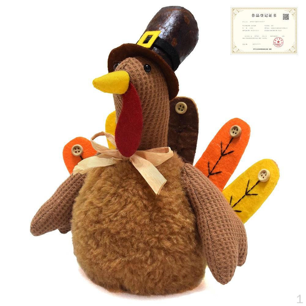 Plush Turkey Decoration Thanksgiving Decor Soft Cute Doll Ornament Stuffed Toy for