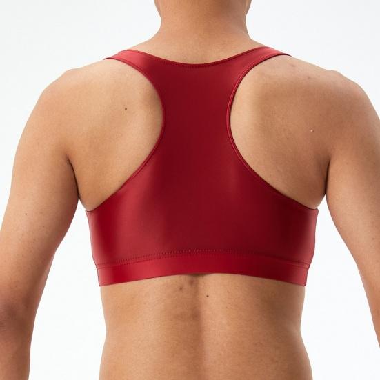 Мужской сексуальный глянцевый шелковистый жилет с круглым вырезом без рукавов, топы на бретельках, сплошной цвет, узкие топы с гладкой поверхностью