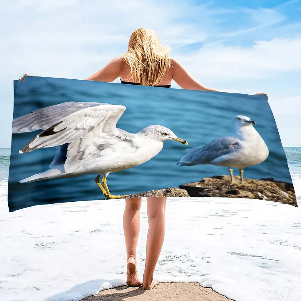 Seagull Beach Towel,Microfiber Beach Towel Fast Drying,Sand Free Beach Towel Super Lightweight Towels For Swimming Pool,Camping