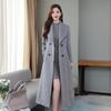 Women's 2023 Spring & Autumn Wool Windbreaker: Oversized, Over-the-Knee, Slim Waist, Long Lapel Coat