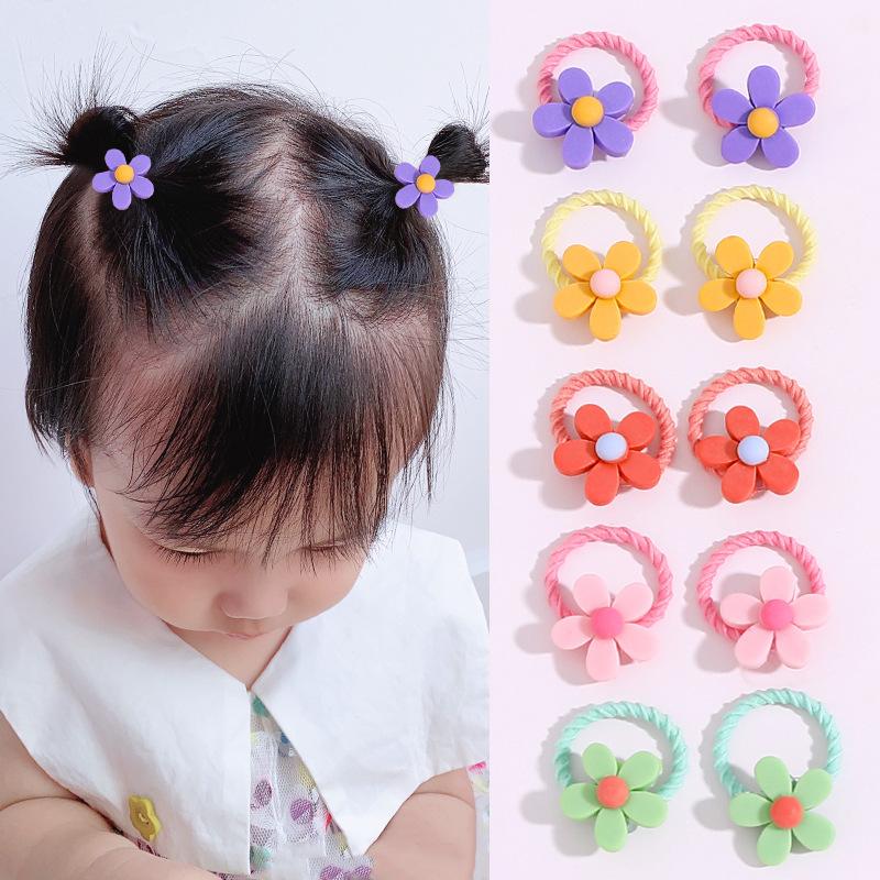 10PCS/Set 2CM Mini Cartoon Baby Girls Hair Ties Children HairBands Ponytail Elastic Rubber Band Newborn Hair Accessories