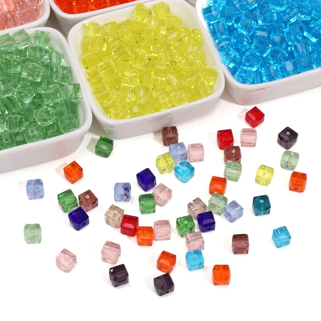 Прозрачные стеклянные хрустальные квадратные бусины разных цветов для изготовления бижутерии своими руками