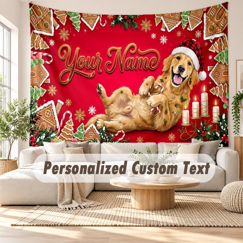 Christmas Custom Name Printed Tapestry Wall Hanging For Bedroom Living Room Wall Decor Holiday Gift