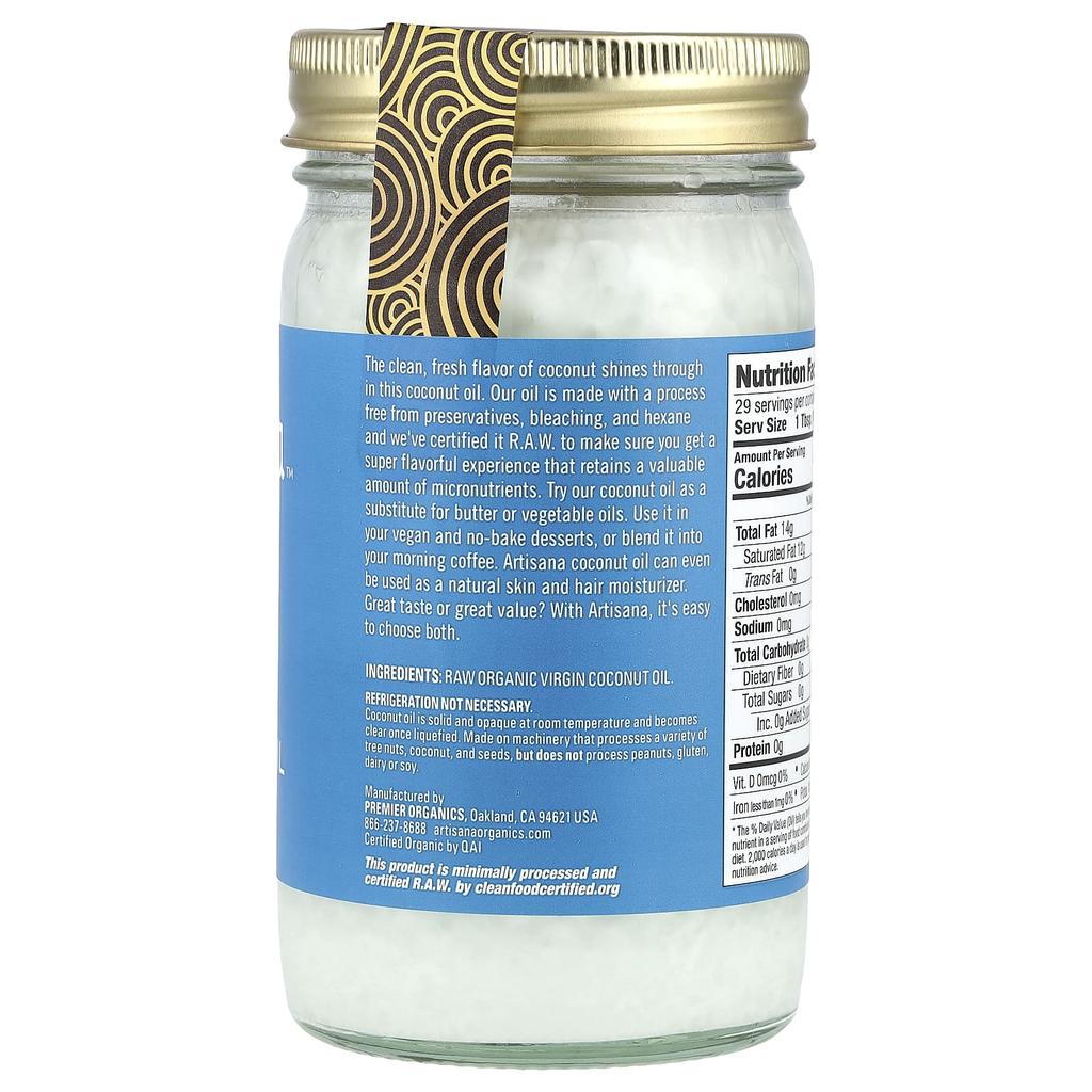 Artisana, Organics, Raw Coconut Oil, Virgin, 14 oz (414 g)