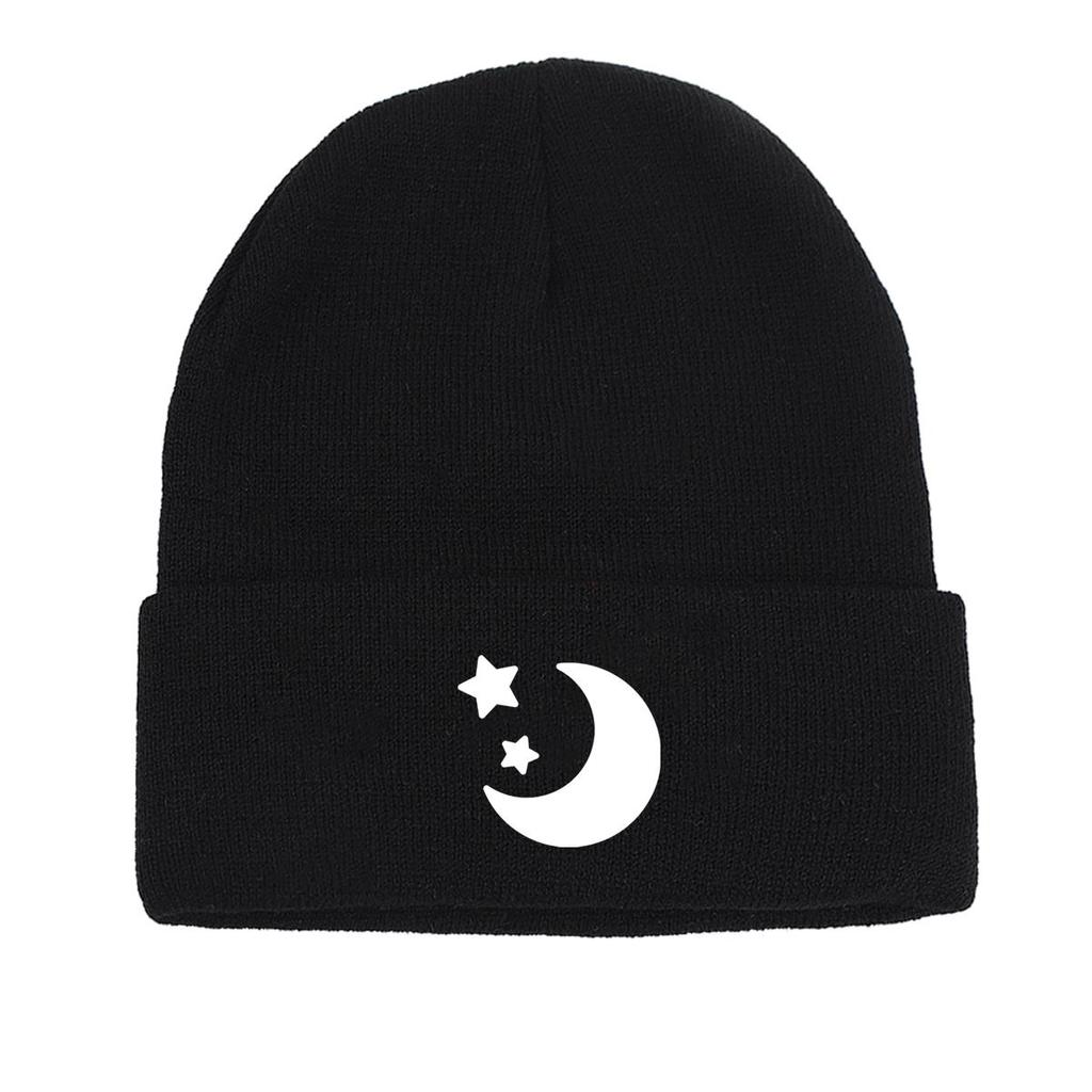 Белая луна звезды зимняя вязаная шапка шапка, шапка с черепом уютная манжета простые шапки с помпоном вязаная шапка шапка