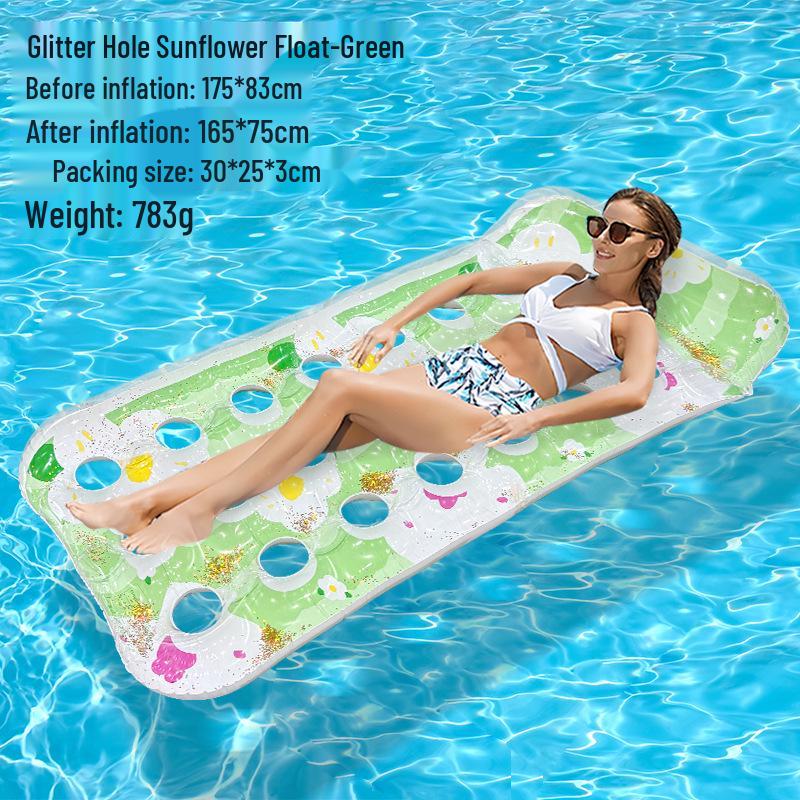 Inflatable Leaf Hole Water Lounger: Single Adult Floating Raft