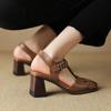 2024 Новый размер 34-43 пряжка натуральная кожа ретро сандалии женские толстые высокие каблуки сандалии лидер продаж женская обувь на высоком каблуке летняя обувь