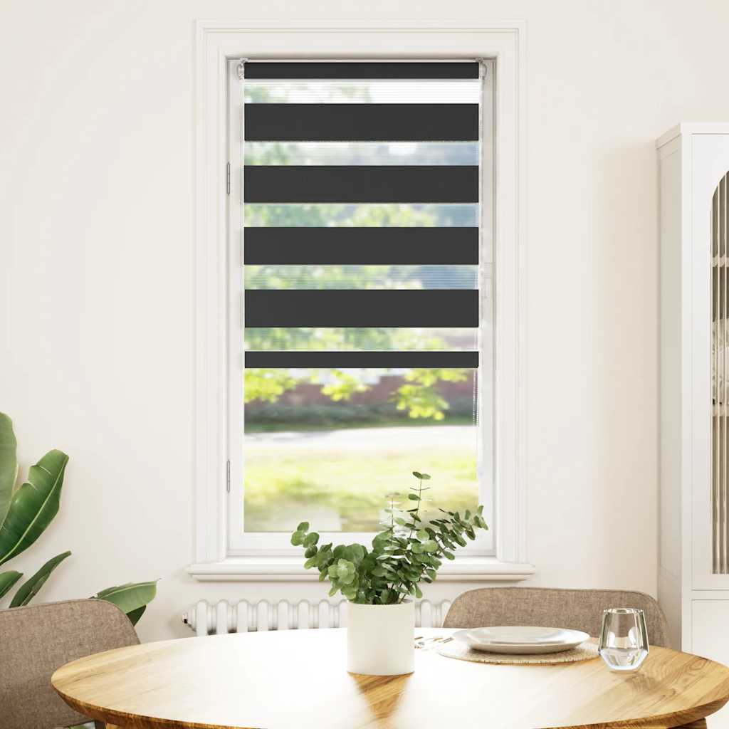 Double Zebra Blind Black 65x100 cm Fabric Width 60.9 cm Polyester