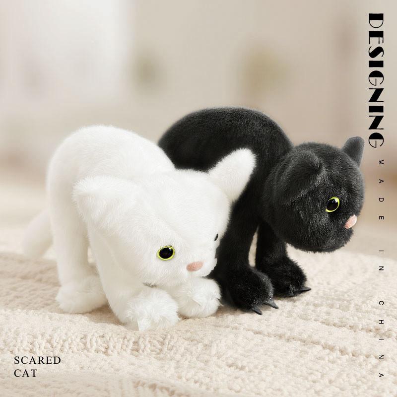 Black And White Cat Plush Toy With Funny Expression For Halloween Gift And Collectors Item
