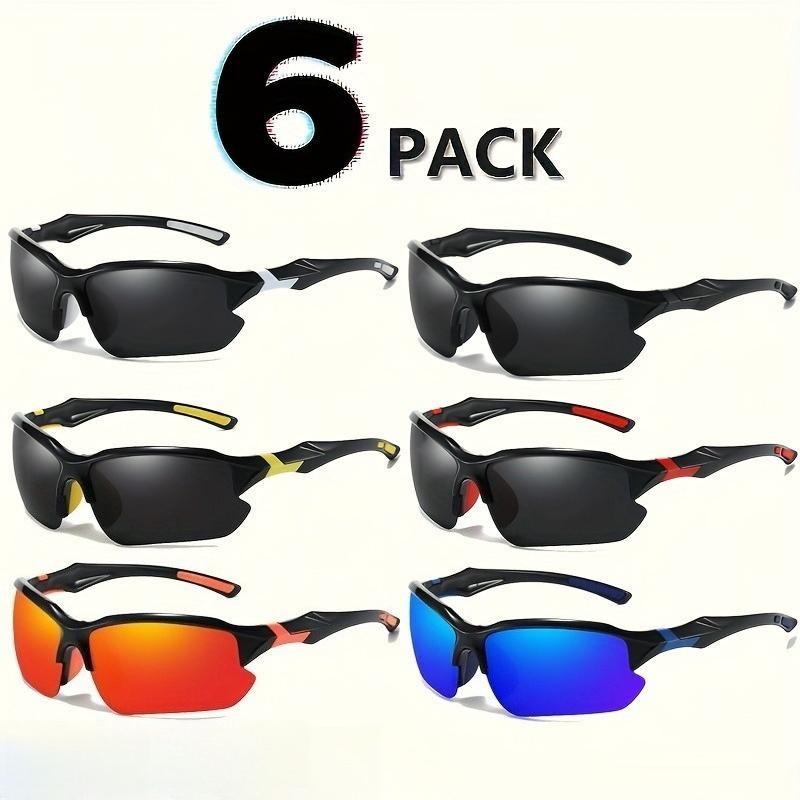 3/6pcs Men's Half-Frame Glasses, Mixed Colors, Half-Wrap Design