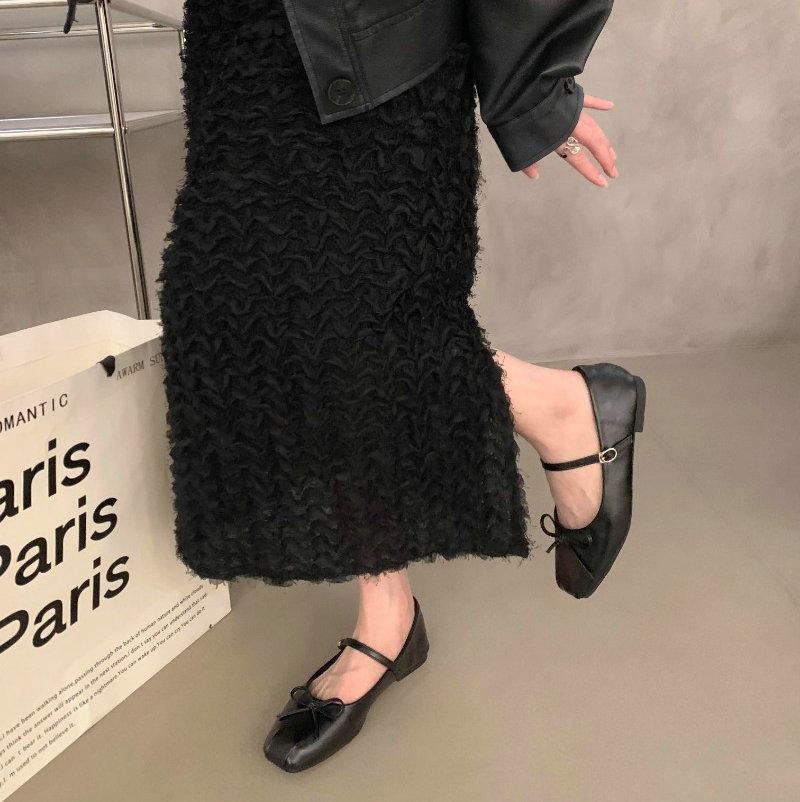 Модная женская обувь на плоской подошве Весна Осень 2024 Обувь Мэри Джейн Новые туфли-лоферы с квадратным носком и черным бантом Женская обувь Женская обувь Большой размер 43 44