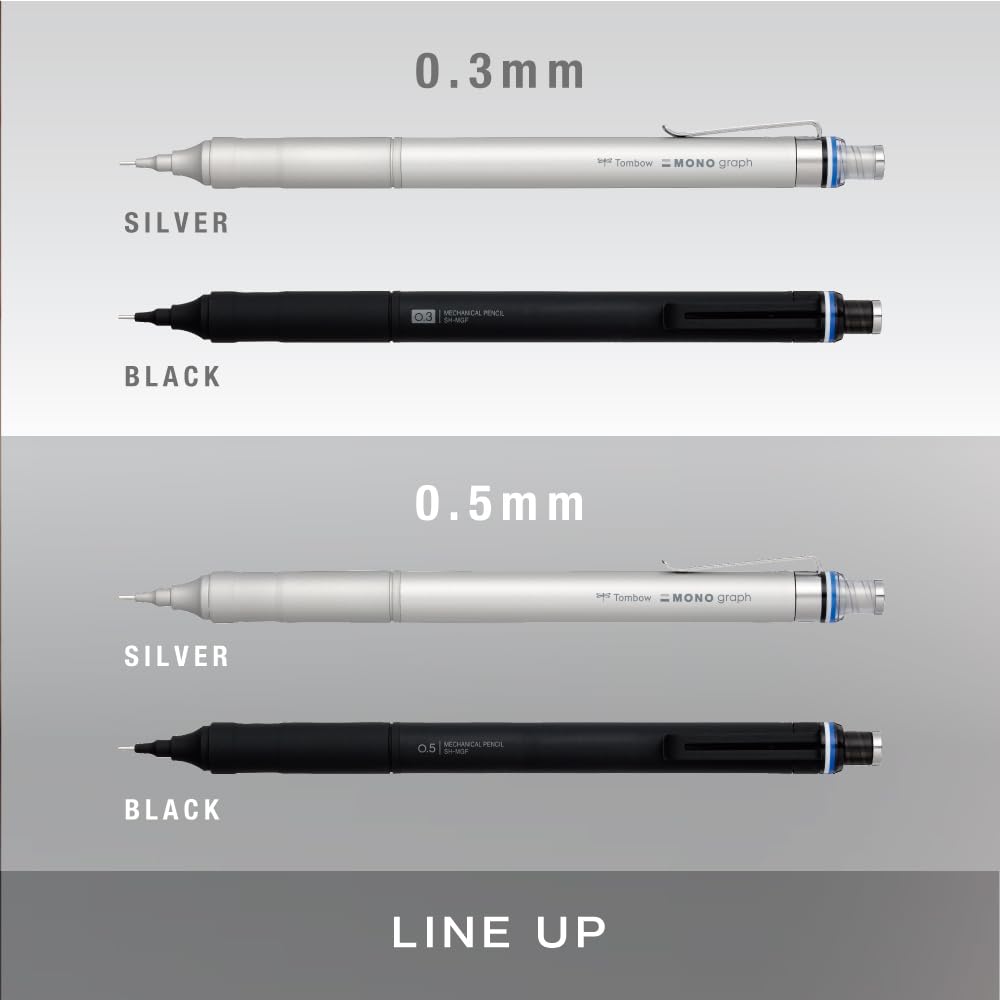 Tombo W Pencil Механический карандаш MONO Mono Graph Fine Низкий центр тяжести Серебристый 0,5 мм (Широкий обзор, Гравитация) ДПА-112А