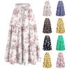 Women's Ruffled Spring Casual Long Skirt Plain Color Skirt Retro Pleated Skirt