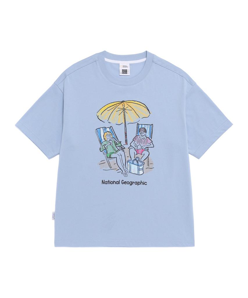 NATIONALGEOGRAPHIC N262Uts908 Vacation Graphic Semi-Overfit Short Sleeve T-Shirt Storm Blue
