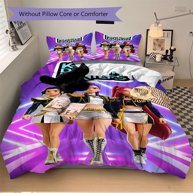 Kpop Demon Hunters Print 3Pcs Bedding Setduvet Cover With 2 Bedropillowcase Home Birthday Gift