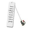 Stainless Steel Metal Bookmark Cat Long Chain Cat Pendant School Supplies Engraved Bookmark