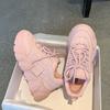 2021 новые весенние корейские розовые массивные кроссовки для женщин, обувь на толстой подошве, фиолетовые туфли на платформе, белая кожаная повседневная обувь, женская обувь