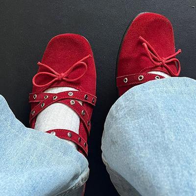Туфли Мэри Джейн с красным бантом и перекрестными ремешками на низком каблуке с пряжками на ремне в стиле ретро, удобные повседневные туфли для ходьбы, туфли-лодочки