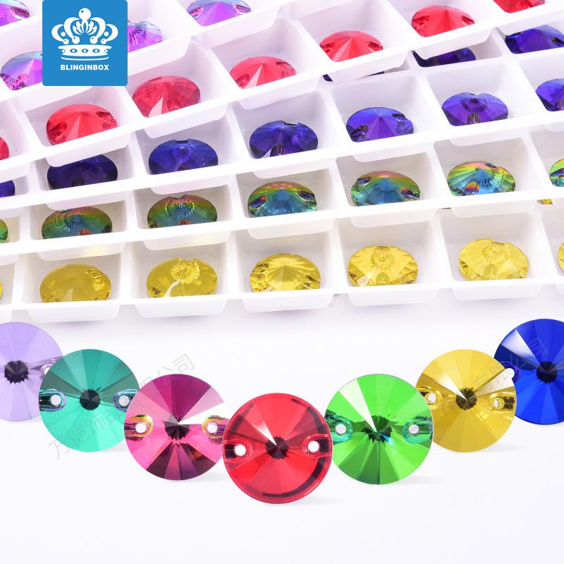 Gold Bottom Glass Hand Sewn Drill Satellite Double Hole, Flat Bottom Double Buckle Hand Sewn Drill Diy Clothing Accessories Accessories Rhinestone