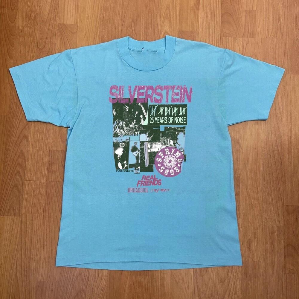 Hot Silverstein 25 Years Of Noise 100% Cotton Shirt Full Size Light Blue Unisex T-Shirt