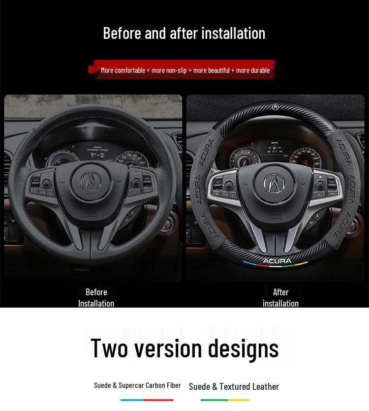 Acura CDX 2016-2021 Ultra-Thin Carbon Fiber Suede Leather Steering Wheel Cover