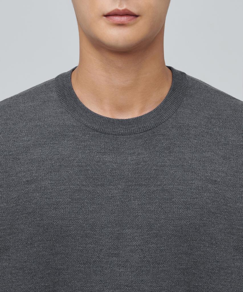 MUSINSA STANDARD Minimal Crew Neck Knit [Medium Gray]