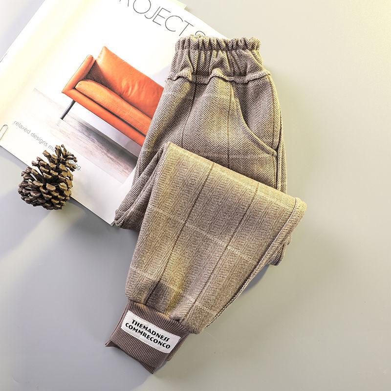 Брюки для девочек, осенне-зимняя новая верхняя одежда, корейские детские повседневные бархатные брюки, брюки для девочек