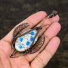 K2 Azurite Handmade Copper Wire Wrap Jewelry Pendant 3.98" y7A86