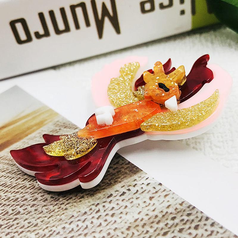 Blucome Acrylic Color Cartoon Phoenix Brooch for Women Men Clothes Bag Pendant Badge New Year Gift
