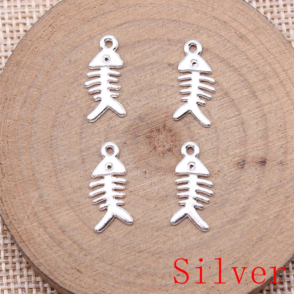 Fish Bone Shaped Charms Pendant For Bracelet Necklace Jewelry Making Craft Findings