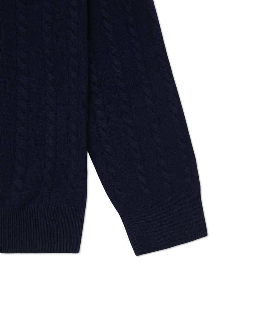 POLO RALPH LAUREN Cable Knit Wool Cotton Sweater - Blue