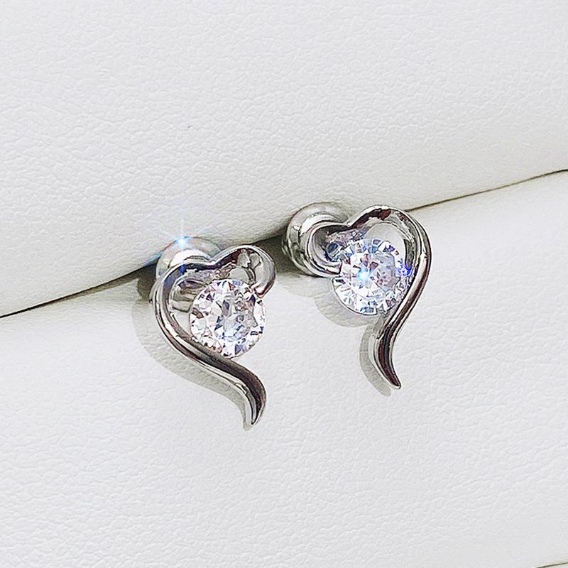Новые парные серьги-гвоздики в форме сердца для женщин, одиночные круглые серьги с фианитом, романтическая помолвка, свадебные модные украшения
