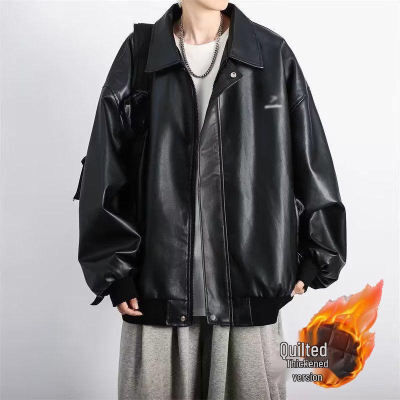 Высококачественная мужская мотоциклетная куртка из черной кожи, идеально подходит для весны и осени, элегантный свободный крой, короткая, в бейсбольном стиле.