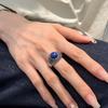 Стильное открытое кольцо из стерлингового серебра S925 с лазуритом - Женское, Ретро, Универсальный Панк-дизайн