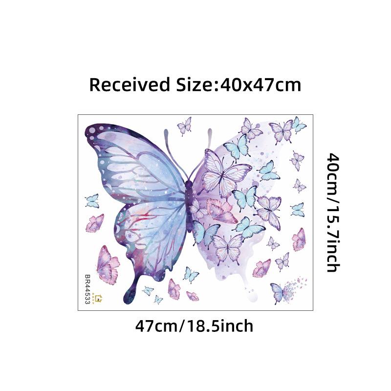Purple Butterfly Wall Stickers For Bedroom Living Room Decoration Girls Room Wall Decals Removable Wallpaper PVC Murals