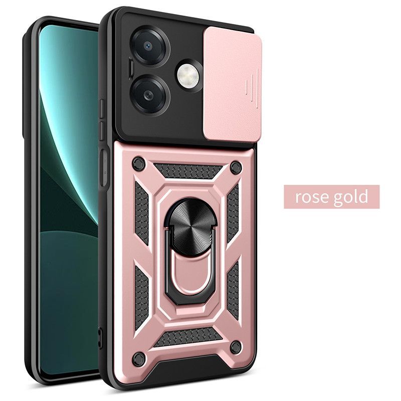 Для Realme GT7 Pro/ GT7 Чехол–Сдвижная крышка камеры+Кольцо-подставка+Магнитное притяжение, Противоударная бронированная задняя крышка военного класса, Защита от падений