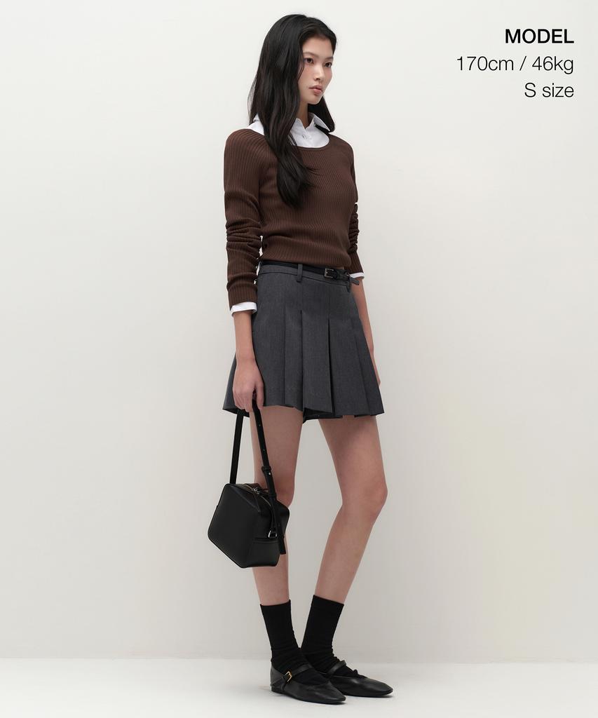MUSINSA STANDARD WOMAN Women'S Wide Ribbed Slim Off-Shoulder Knit [Brown]