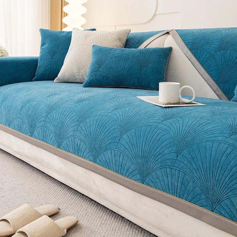 Scallops Jacquard Sofa Cover Pet Kids Mat Non-slip Couch Slipcover Protector Cover Universal Sofa Towel for Living Room Decor